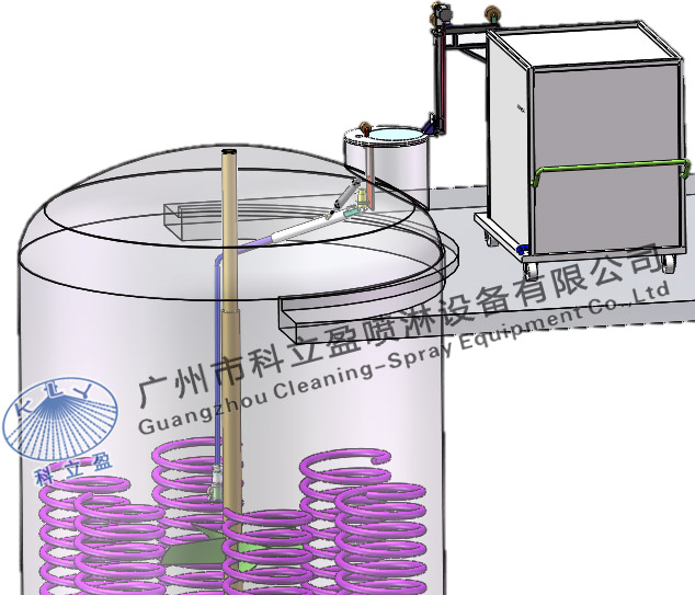 7. the water pipe and the washer move vertically down to the first cleaning position.